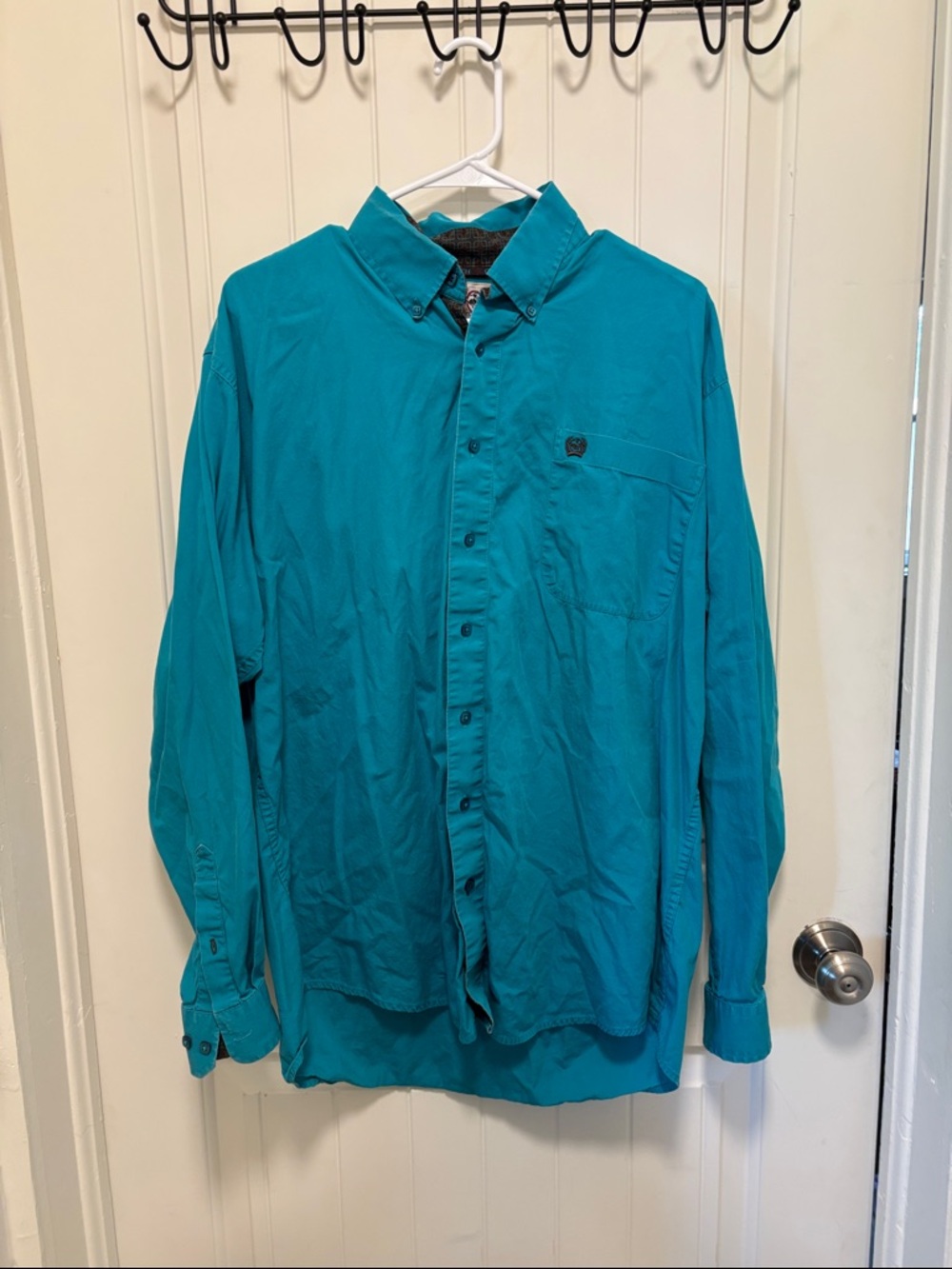 Men's Cinch Teal Button-Up Shirt - Classic Long Sleeve
